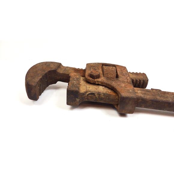 Antique LAKESIDE USA 18” Forged Steel Pipe Wrench Adjustable Plumbing Rustic VTG - Picture 6 of 9